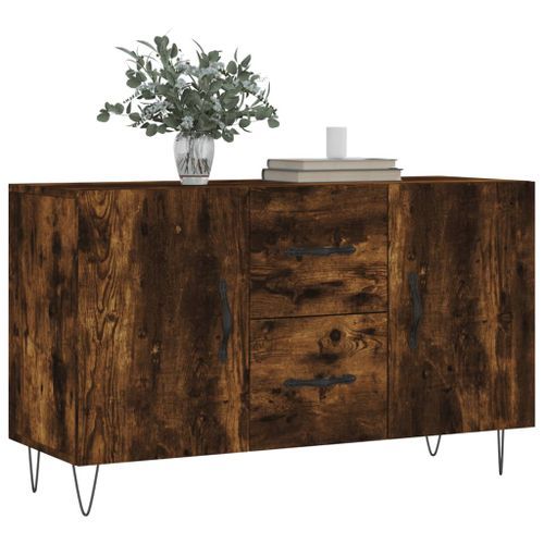 Buffet chêne fumé 100x36x60 cm bois d'ingénierie - Photo n°3; ?>