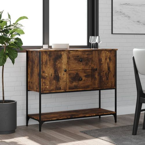 Buffet chêne fumé 100x36x85 cm bois d'ingénierie - Photo n°2; ?>