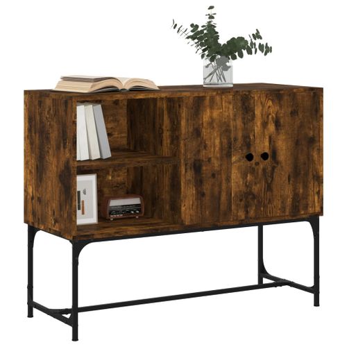 Buffet chêne fumé 100x40x79,5 cm bois d'ingénierie - Photo n°3; ?>