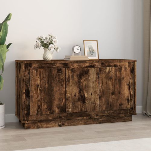 Buffet chêne fumé 102x35x55 cm bois d'ingénierie - Photo n°2; ?>