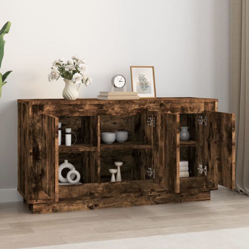 Buffet chêne fumé 102x35x55 cm bois d'ingénierie - Photo n°3; ?>