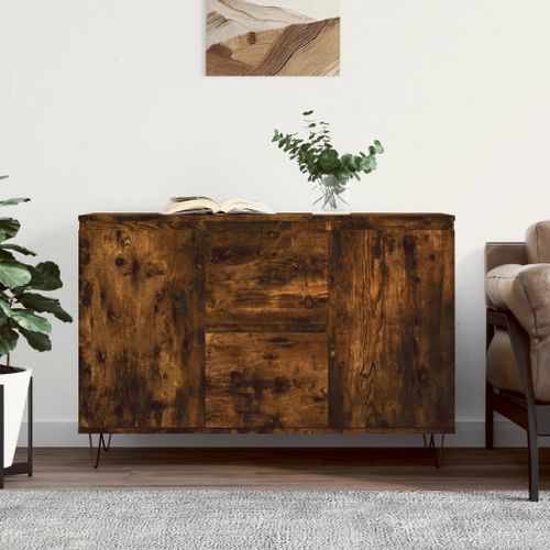 Buffet chêne fumé 104x35x70 cm bois d'ingénierie - Photo n°2; ?>