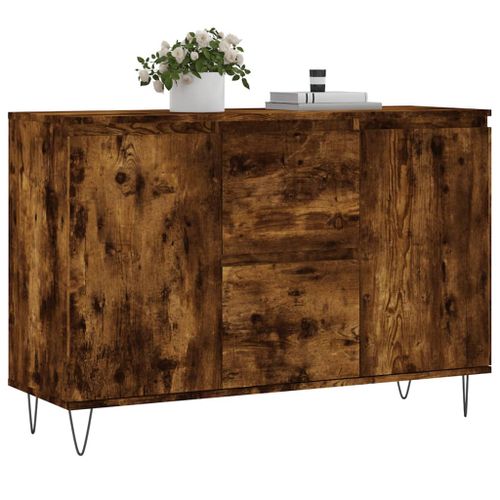 Buffet chêne fumé 104x35x70 cm bois d'ingénierie - Photo n°3; ?>