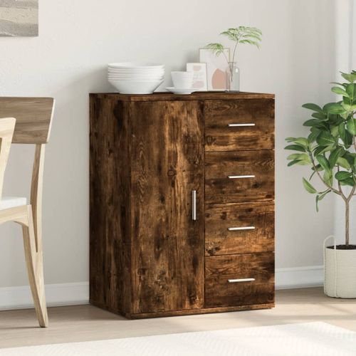 Buffet chêne fumé 59x39x80 cm bois d'ingénierie - Photo n°3; ?>