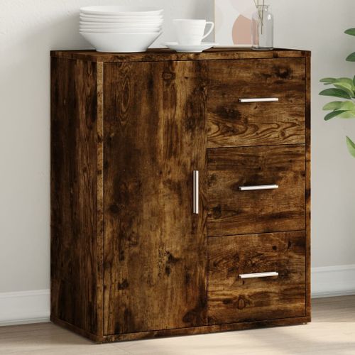 Buffet chêne fumé 60x31x70 cm bois d'ingénierie - Photo n°2; ?>