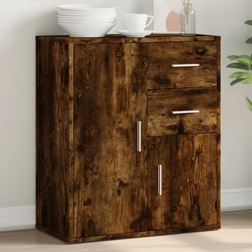 Buffet chêne fumé 60x31x70 cm bois d'ingénierie - Photo n°2; ?>