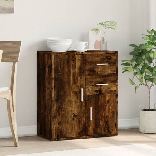 Buffet chêne fumé 60x31x70 cm bois d'ingénierie - Photo n°3; ?>