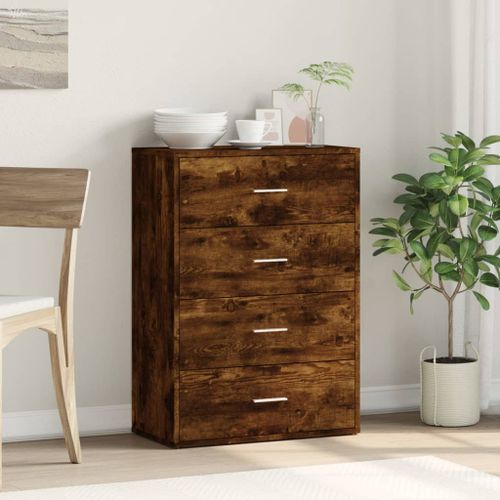 Buffet chêne fumé 60x31x84 cm bois d'ingénierie - Photo n°3; ?>