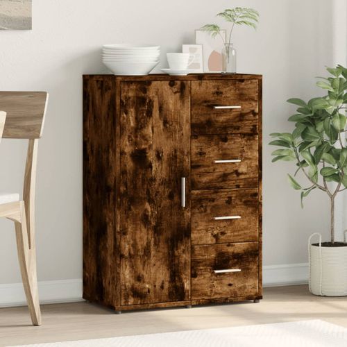 Buffet chêne fumé 60x31x84 cm bois d'ingénierie - Photo n°3; ?>