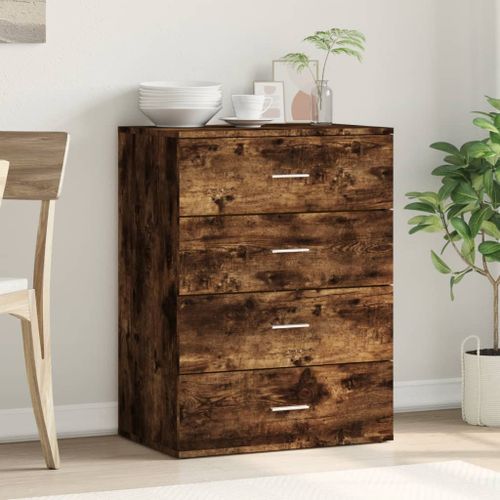 Buffet chêne fumé 60x39x80 cm bois d'ingénierie - Photo n°3; ?>