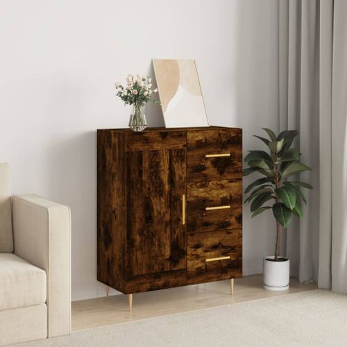 Buffet chêne fumé 69,5x34x90 cm bois d'ingénierie - Photo n°2; ?>