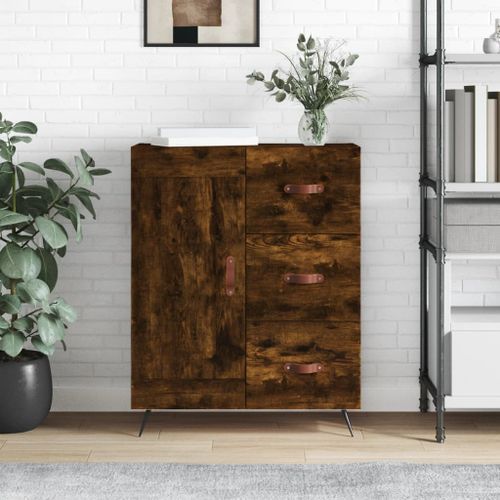 Buffet chêne fumé 69,5x34x90 cm bois d'ingénierie - Photo n°2; ?>