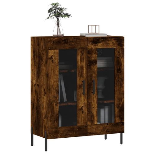 Buffet chêne fumé 69,5x34x90 cm bois d'ingénierie - Photo n°3; ?>