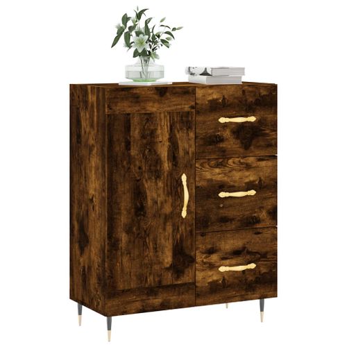 Buffet chêne fumé 69,5x34x90 cm bois d'ingénierie - Photo n°3; ?>