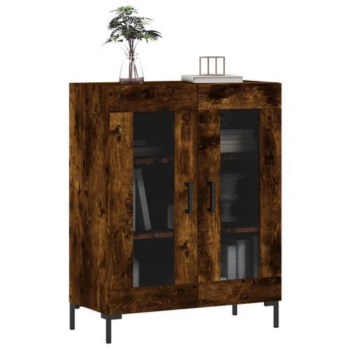 Buffet chêne fumé 69,5x34x90 cm bois d'ingénierie - Photo n°3; ?>