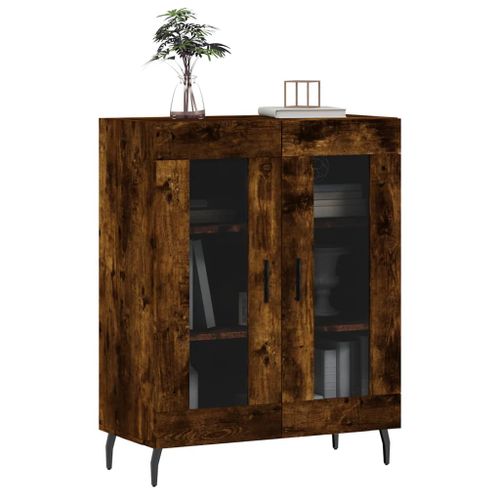 Buffet chêne fumé 69,5x34x90 cm bois d'ingénierie - Photo n°3; ?>