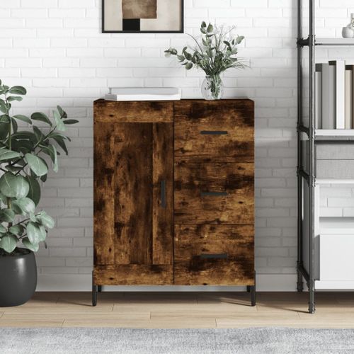 Buffet chêne fumé 69,5x34x90 cm bois d'ingénierie - Photo n°2; ?>