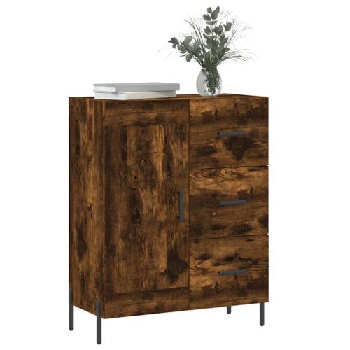 Buffet chêne fumé 69,5x34x90 cm bois d'ingénierie - Photo n°3; ?>