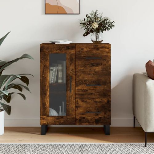 Buffet chêne fumé 69,5x34x90 cm bois d'ingénierie - Photo n°2; ?>