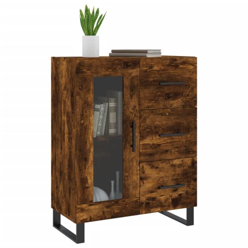 Buffet chêne fumé 69,5x34x90 cm bois d'ingénierie - Photo n°3; ?>