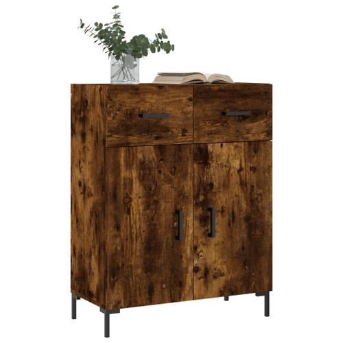 Buffet chêne fumé 69,5x34x90 cm bois d'ingénierie - Photo n°3; ?>