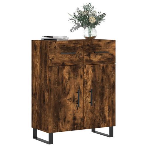 Buffet chêne fumé 69,5x34x90 cm bois d'ingénierie - Photo n°3; ?>