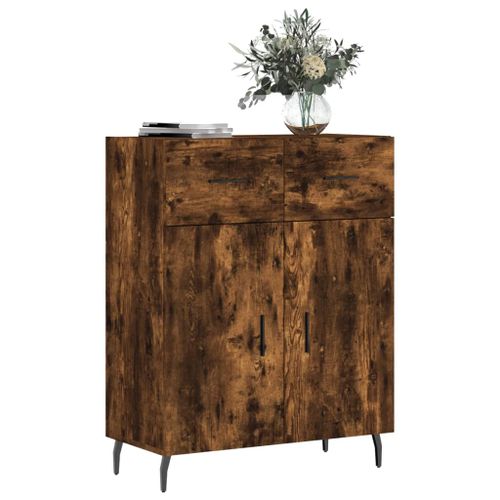 Buffet chêne fumé 69,5x34x90 cm bois d'ingénierie - Photo n°3; ?>