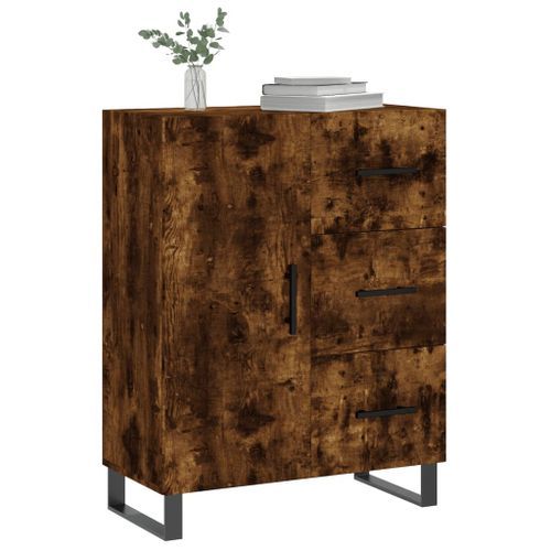 Buffet chêne fumé 69,5x34x90 cm bois d'ingénierie - Photo n°3; ?>