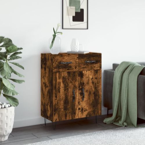 Buffet chêne fumé 69,5x34x90 cm bois d'ingénierie - Photo n°2; ?>