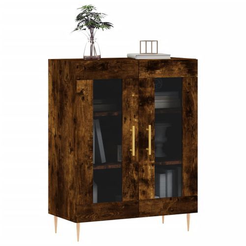 Buffet chêne fumé 69,5x34x90 cm bois d'ingénierie - Photo n°3; ?>