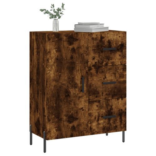 Buffet chêne fumé 69,5x34x90 cm bois d'ingénierie - Photo n°3; ?>