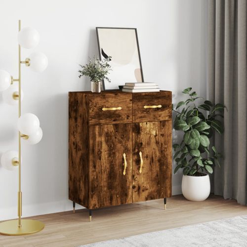 Buffet chêne fumé 69,5x34x90 cm bois d'ingénierie - Photo n°2; ?>