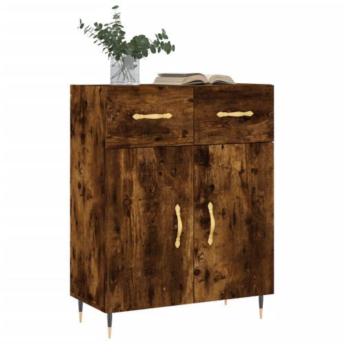 Buffet chêne fumé 69,5x34x90 cm bois d'ingénierie - Photo n°3; ?>