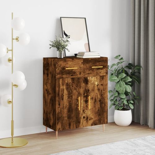 Buffet chêne fumé 69,5x34x90 cm bois d'ingénierie - Photo n°2; ?>