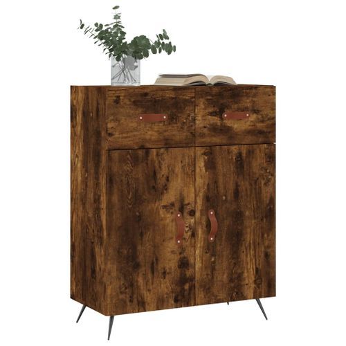 Buffet chêne fumé 69,5x34x90 cm bois d'ingénierie - Photo n°3; ?>