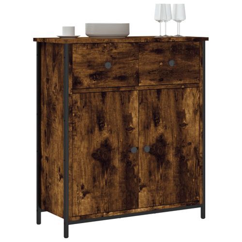 Buffet chêne fumé 70x30x80 cm bois d'ingénierie - Photo n°3; ?>