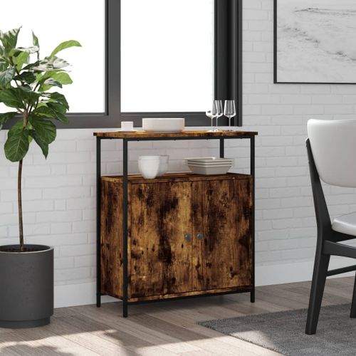 Buffet chêne fumé 70x30x80 cm bois d'ingénierie - Photo n°2; ?>