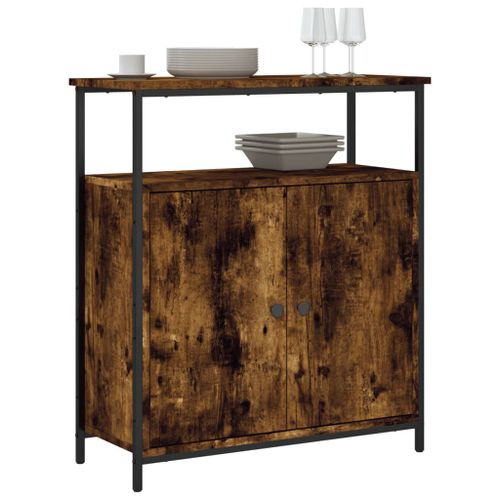 Buffet chêne fumé 70x30x80 cm bois d'ingénierie - Photo n°3; ?>