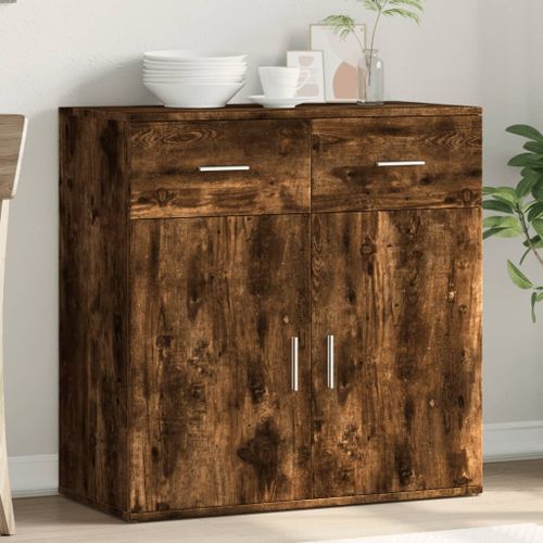 Buffet chêne fumé 79x38x80 cm bois d'ingénierie - Photo n°2; ?>