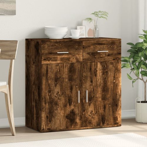 Buffet chêne fumé 79x38x80 cm bois d'ingénierie - Photo n°3; ?>