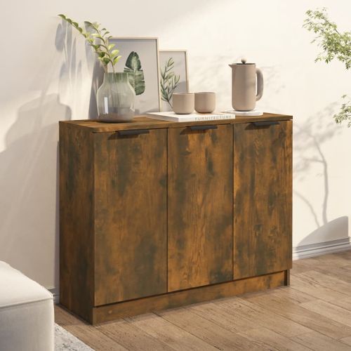 Buffet Chêne fumé 90,5x30x70 cm Bois d'ingénierie - Photo n°3; ?>