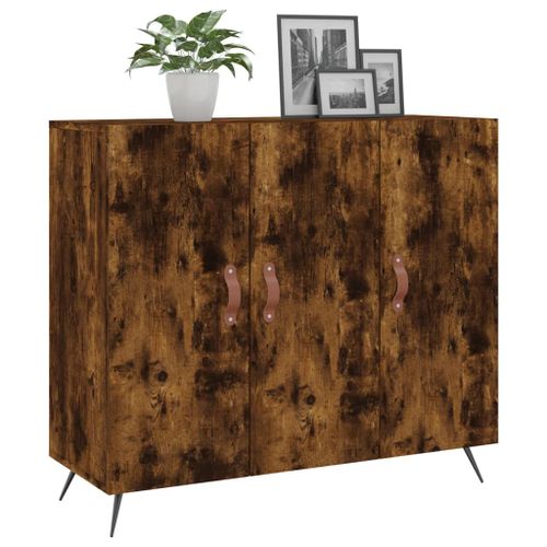 Buffet chêne fumé 90x34x80 cm bois d'ingénierie - Photo n°3; ?>