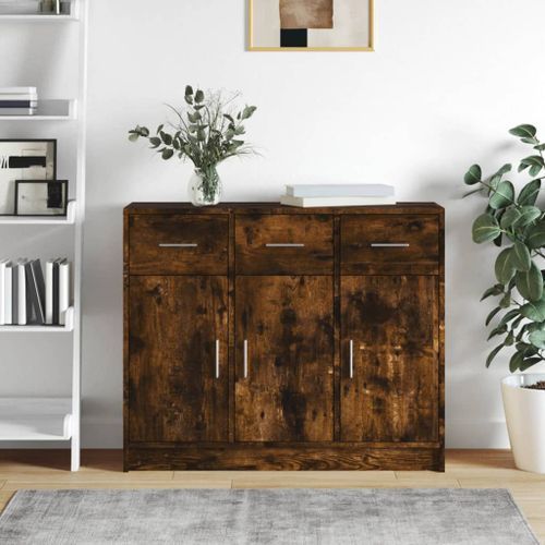 Buffet chêne fumé 91x28x75 cm bois d'ingénierie - Photo n°2; ?>