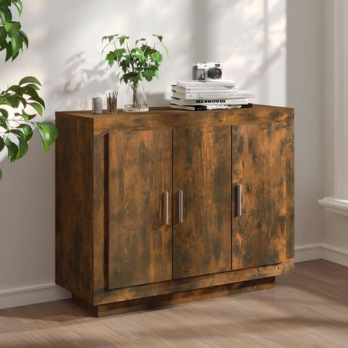 Buffet Chêne fumé 92x35x75 cm Bois d'ingénierie - Photo n°2; ?>