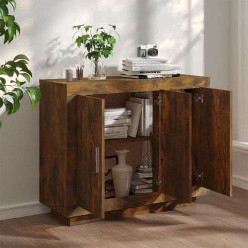 Buffet Chêne fumé 92x35x75 cm Bois d'ingénierie - Photo n°3; ?>