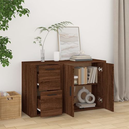 Buffet Chêne marron 100x33x59,5 cm Bois d'ingénierie - Photo n°3; ?>