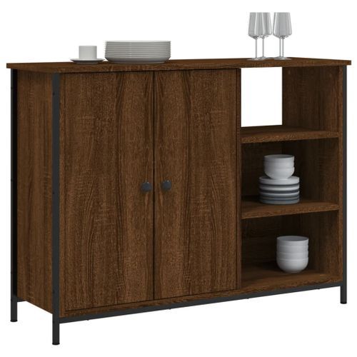 Buffet chêne marron 100x33x75 cm bois d'ingénierie - Photo n°3; ?>