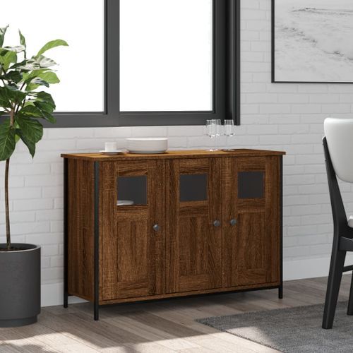 Buffet chêne marron 100x35x70 cm bois d'ingénierie - Photo n°2; ?>