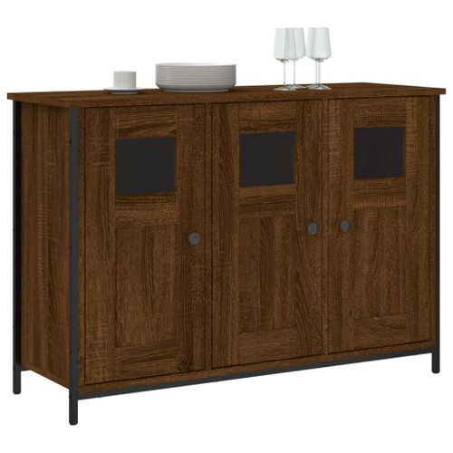 Buffet chêne marron 100x35x70 cm bois d'ingénierie - Photo n°3; ?>