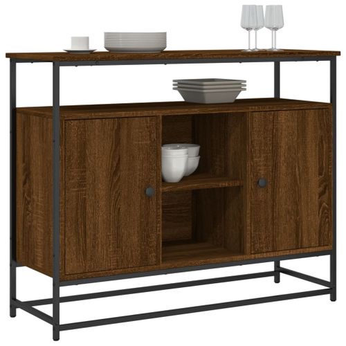 Buffet chêne marron 100x35x80 cm bois d'ingénierie - Photo n°3; ?>